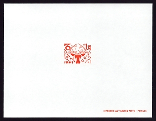 1977-78 1.15fr France 'Capricorn' Trial Color Proof Sheetlet, Epreuve de Luxe, Deluxe Presentation Miniature Sheet