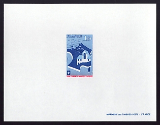 1977 1.10fr France 'Stylized Map of France' Proof Sheetlet, Epreuve de Luxe, Deluxe Presentation Miniature Sheet