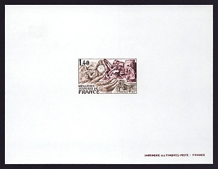 1977 1.40fr France 'French Handicrafts' Proof Sheetlet, Epreuve de Luxe, Deluxe Presentation Miniature Sheet