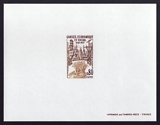 1977 80c France 'Industry and Agriculture' Proof Sheetlet, Epreuve de Luxe, Deluxe Presentation Miniature Sheet