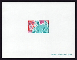 1977 1.10fr France 'Table Tennis' Proof Sheetlet, Epreuve de Luxe, Deluxe Presentation Miniature Sheet