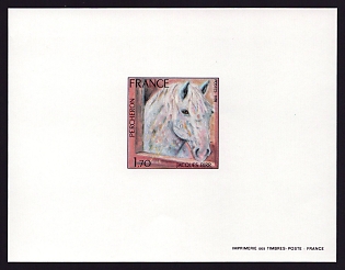 1978 1.70fr France 'Percheron, by Jacques Birr' Proof Sheetlet, Epreuve de Luxe, Deluxe Presentation Miniature Sheet
