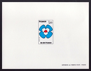 1978 1fr France 'Lie de France' Proof Sheetlet, Epreuve de Luxe, Deluxe Presentation Miniature Sheet
