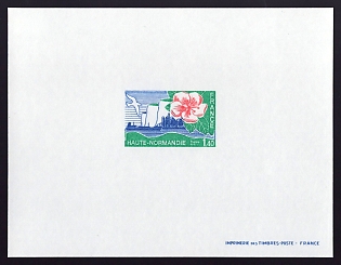1978 1.40fr France 'Tanker, Refinery, Flower, Upper Normandy' Proof Sheetlet, Epreuve de Luxe, Deluxe Presentation Miniature Sheet