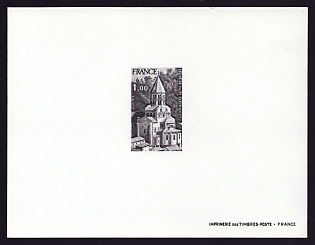 1978 1fr France 'Saint-Saturn in Church' Trial Color Proof Sheetlet, Epreuve de Luxe, Deluxe Presentation Miniature Sheet