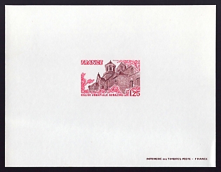 1978 1.25fr France 'Aubazine Abbey' Proof Sheetlet, Epreuve de Luxe, Deluxe Presentation Miniature Sheet