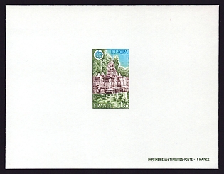 1978 1.40fr France 'Flower Park Fountain, Paris' Proof Sheetlet, Epreuve de Luxe, Deluxe Presentation Miniature Sheet