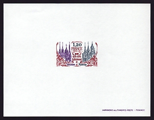 1978 1.20fr France 'Valenciennes and Maubeuge' Proof Sheetlet, Epreuve de Luxe, Deluxe Presentation Miniature Sheet