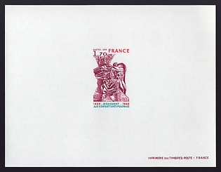 1978 1.70fr France 'Polish Veterans' Monument' Proof Sheetlet, Epreuve de Luxe, Deluxe Presentation Miniature Sheet