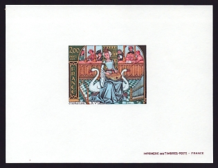 1979 2fr France '"Music," 15th Century Miniature' Proof Sheetlet, Epreuve de Luxe, Deluxe Presentation Miniature Sheet