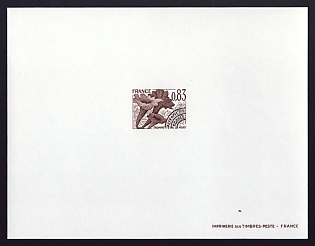 1979 83c France 'Dealh trumpet' Trial Color Proof Sheetlet, Epreuve de Luxe, Deluxe Presentation Miniature Sheet