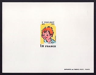 1979 1.30fr France 'Boy, by Francisque Poulbot (1879-1946)' Proof Sheetlet, Epreuve de Luxe, Deluxe Presentation Miniature Sheet