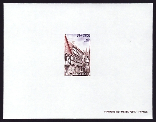 1979 1fr France 'View of Auray' Proof Sheetlet, Epreuve de Luxe, Deluxe Presentation Miniature Sheet