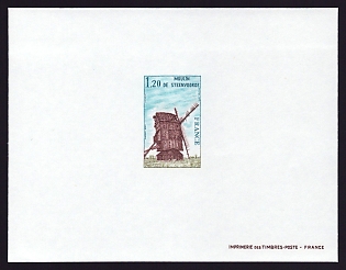 1979 1.20fr France 'Steenvorde Windmill' Proof Sheetlet, Epreuve de Luxe, Deluxe Presentation Miniature Sheet