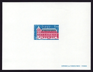 1979 1.40fr France 'St. Germain des Pres Abbey' Proof Sheetlet, Epreuve de Luxe, Deluxe Presentation Miniature Sheet