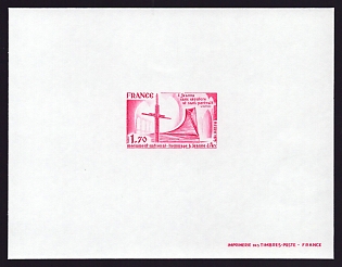 1979 1.70fr France 'Joan of Arc Monument' Trial Color Proof Sheetlet, Epreuve de Luxe, Deluxe Presentation Miniature Sheet