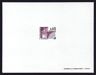 1979 68c France 'Lantern Tower, La Rochelle' Trial Color Proof Sheetlet, Epreuve de Luxe, Deluxe Presentation Miniature Sheet