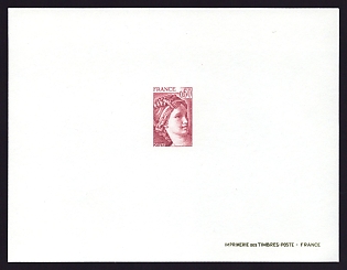 1979-81 60c France 'Sabine Type of 1977-78' Trial Color Proof Sheetlet, Epreuve de Luxe, Deluxe Presentation Miniature Sheet