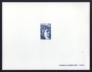 1979-81 70c France 'Sabine Type of 1977-78' Trial Color Proof Sheetlet, Epreuve de Luxe, Deluxe Presentation Miniature Sheet