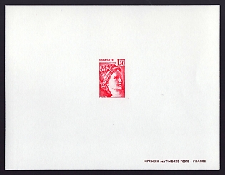 1979-81 1.30fr France 'Sabine Type of 1977-78' Trial Color Proof Sheetlet, Epreuve de Luxe, Deluxe Presentation Miniature Sheet