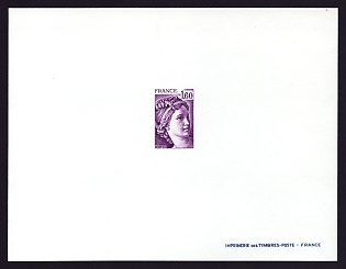 1979-81 1.60fr France 'Sabine Type of 1977-78' Trial Color Proof Sheetlet, Epreuve de Luxe, Deluxe Presentation Miniature Sheet