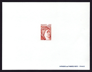 1979-81 1.80fr France 'Sabine Type of 1977-78' Trial Color Proof Sheetlet, Epreuve de Luxe, Deluxe Presentation Miniature Sheet