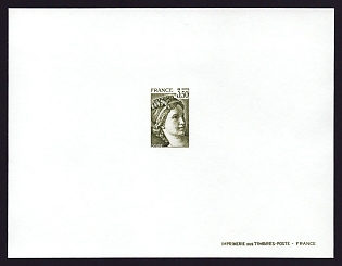 1979-81 3.50fr France 'Sabine Type of 1977-78' Trial Color Proof Sheetlet, Epreuve de Luxe, Deluxe Presentation Miniature Sheet