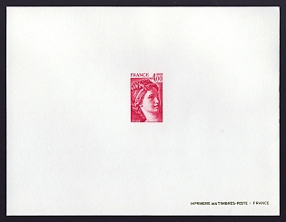 1979-81 4fr France 'Sabine Type of 1977-78' Trial Color Proof Sheetlet, Epreuve de Luxe, Deluxe Presentation Miniature Sheet