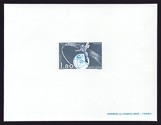 1980 1.80fr France 'Eurovision' Proof Sheetlet, Epreuve de Luxe, Deluxe Presentation Miniature Sheet