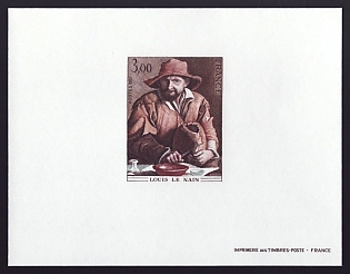 1980 3fr France 'Peasant, by Louis Le Nain' Proof Sheetlet, Epreuve de Luxe, Deluxe Presentation Miniature Sheet