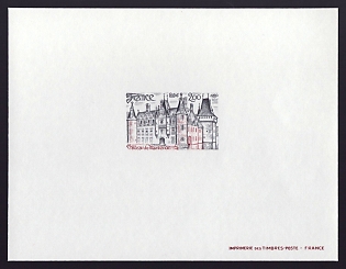 1980 2fr France 'Chateau de Maintenon' Proof Sheetlet, Epreuve de Luxe, Deluxe Presentation Miniature Sheet