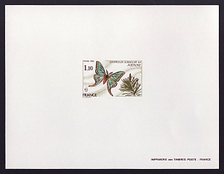 1980 1.10fr France 'Graellsia Isabellae' Proof Sheetlet, Epreuve de Luxe, Deluxe Presentation Miniature Sheet