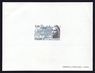 1980 1.50fr France 'Marianne, French Architecture' Proof Sheetlet, Epreuve de Luxe, Deluxe Presentation Miniature Sheet
