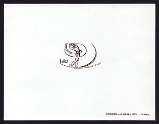 1980 1.40fr France 'French Golf Federation' Proof Sheetlet, Epreuve de Luxe, Deluxe Presentation Miniature Sheet