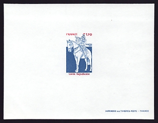 1980 1.70fr France 'Guardsman' Proof Sheetlet, Epreuve de Luxe, Deluxe Presentation Miniature Sheet