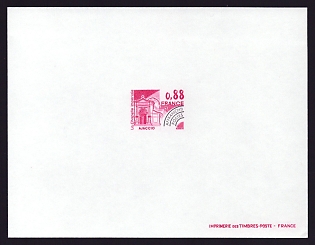 1981 88c France 'Imperial Chapel, Ajaccio' Trial Color Proof Sheetlet, Epreuve de Luxe, Deluxe Presentation Miniature Sheet
