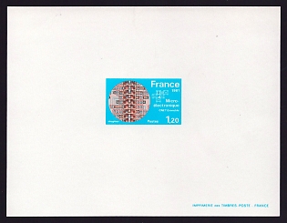1981 1.20fr France 'Microelectronics' Proof Sheetlet, Epreuve de Luxe, Deluxe Presentation Miniature Sheet