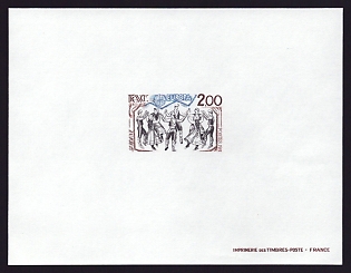 1981 2fr France 'Sardane' Proof Sheetlet, Epreuve de Luxe, Deluxe Presentation Miniature Sheet