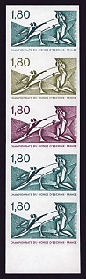 1981 1.80fr France 'World Fencing Championship, Clermont-Ferrand, July 2-13' Compound Trial Color Proof Sheetlet, Epreuve de Luxe, Deluxe Presentation Miniature Sheet