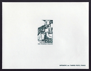 1981 2.90fr France 'Crest' Trial Color Proof Sheetlet, Epreuve de Luxe, Deluxe Presentation Miniature Sheet