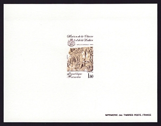 1981 1.60fr France 'St. Hubert Kneeling before the Stag. 15th cent. sculpture' Proof Sheetlet, Epreuve de Luxe, Deluxe Presentation Miniature Sheet