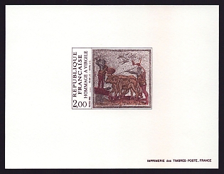 1981 2fr France 'Men Leading Cattle, 2nd Cent. Roman Mosaic' Proof Sheetlet, Epreuve de Luxe, Deluxe Presentation Miniature Sheet