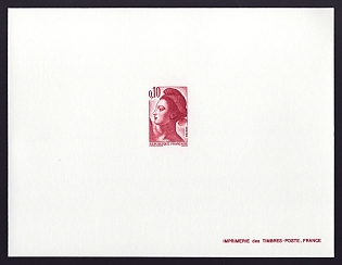 1982 10c France 'Liberty, after Delacroix' Trial Color Proof Sheetlet, Epreuve de Luxe, Deluxe Presentation Miniature Sheet