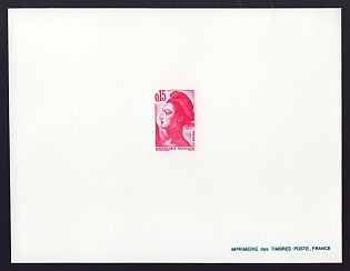 1982 15c France 'Liberty, after Delacroix' Trial Color Proof Sheetlet, Epreuve de Luxe, Deluxe Presentation Miniature Sheet