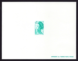 1982 20c France 'Liberty, after Delacroix' Trial Color Proof Sheetlet, Epreuve de Luxe, Deluxe Presentation Miniature Sheet