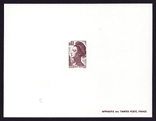 1982 40c France 'Liberty, after Delacroix' Trial Color Proof Sheetlet, Epreuve de Luxe, Deluxe Presentation Miniature Sheet