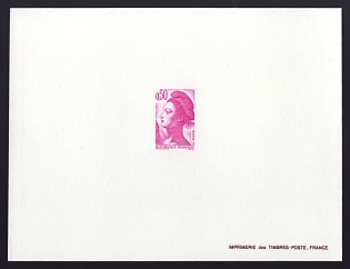 1982 50c France 'Liberty, after Delacroix' Trial Color Proof Sheetlet, Epreuve de Luxe, Deluxe Presentation Miniature Sheet