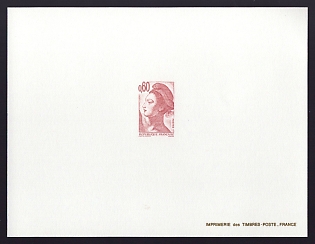 1982 60c France 'Liberty, after Delacroix' Trial Color Proof Sheetlet, Epreuve de Luxe, Deluxe Presentation Miniature Sheet