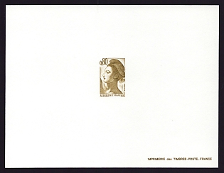 1982 80c France 'Liberty, after Delacroix' Trial Color Proof Sheetlet, Epreuve de Luxe, Deluxe Presentation Miniature Sheet