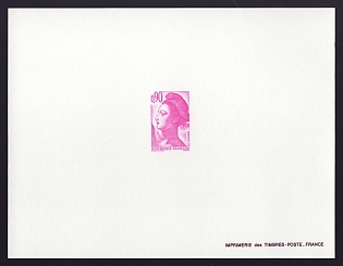 1982 90c France 'Liberty, after Delacroix' Trial Color Proof Sheetlet, Epreuve de Luxe, Deluxe Presentation Miniature Sheet